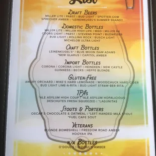 menu