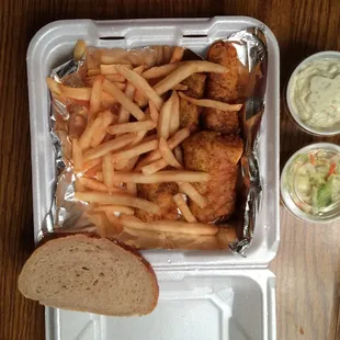 Lots of food in the adult fish fry!