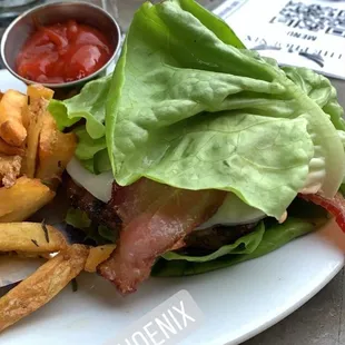 Wagyu Bacon Cheeseburger wrapped in butter lettuce