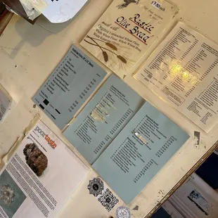a bunch of papers on a table