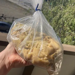 2.5 pounds of ravioli trimmings from TooGoodToGo app. $3.99!