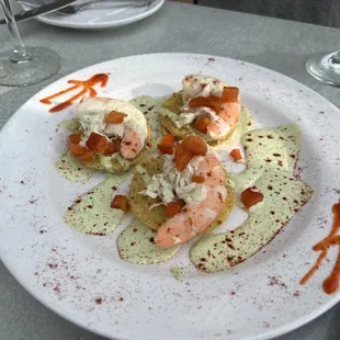 Special fried green tomatoes with shrimp and crab