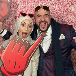 Birthday Party Photo Booth with Big Hand Props.