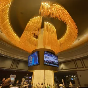Epic bar chandelier!