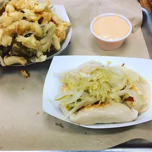a hot dog and fries