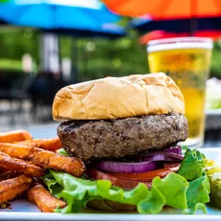 a burger and fries