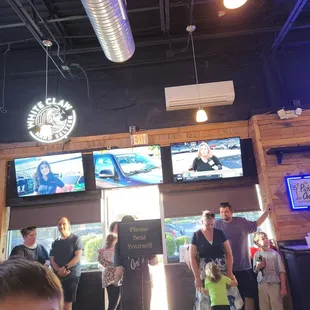 line of people waiting for a table whilst my table has been waiting 30 min for the check. 15 min standing at the bar to beg for our tab!