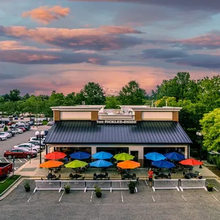 an overhead view of a parking lot