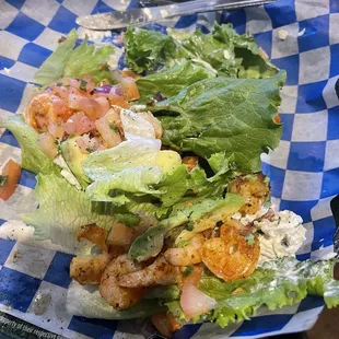 Shrimp Taco with lettuce wrap