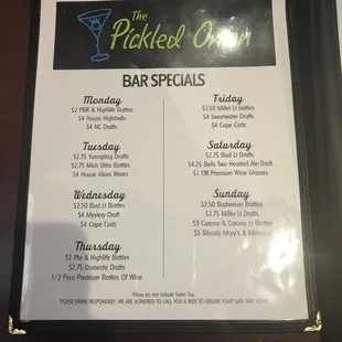 Bar Specials