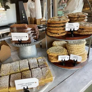 Cookies, lemon bars, brownies