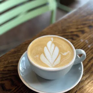 a cup of coffee on a saucer