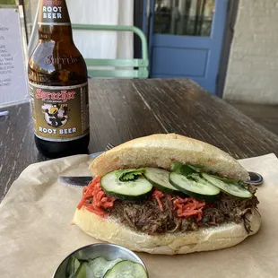 Shredded beef sandwich.