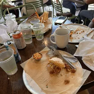 Food whole left corner is the trash that was never picked up even after it was acknowledged by staff. I had to eat my meal in this