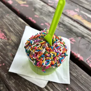 Gelato covered in sprinkles