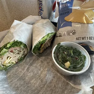 California wrap combo with kale apple salad