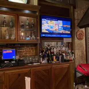 a television and a bar