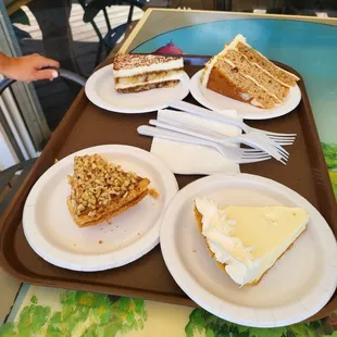 Carmel Apple, Tiramisu, Key Lime and Triple Layer Carrot Cake