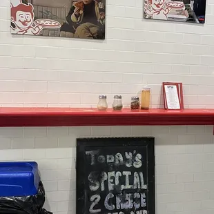 a sign in a restaurant