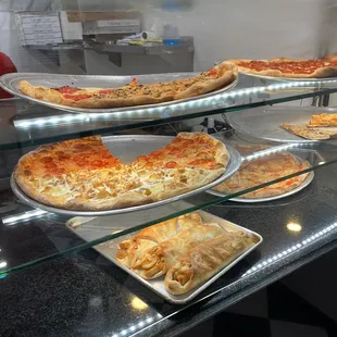 a variety of pizzas