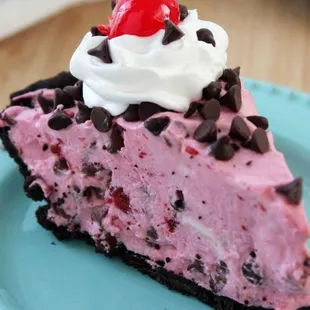 Our specialty pie for upcoming Valentines day/week. Cherry Chocolate Chip pie