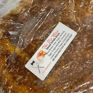 a pie wrapped in plastic