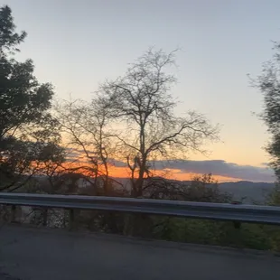 The street at sunset , we got pizza yesterday!