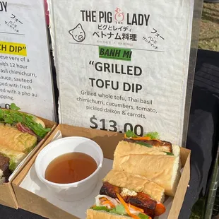 two sandwiches and a cup of tea