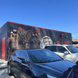 a car parked in front of a building