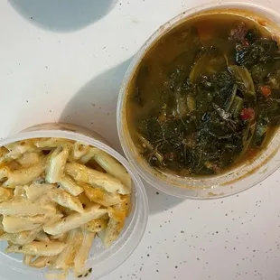 Mac and Cheese and Collard Greens