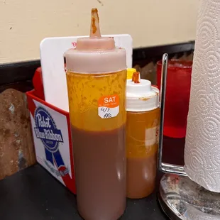 Condiments on the table