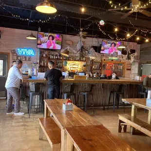 The indoor bar area