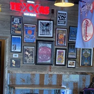 Posters, with just the edge of the bandstand visible