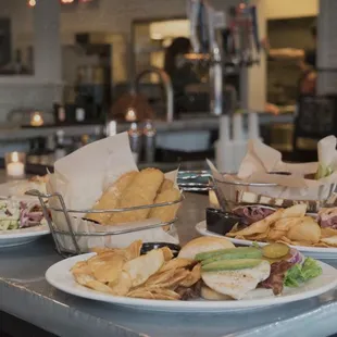 plates of food on a counter