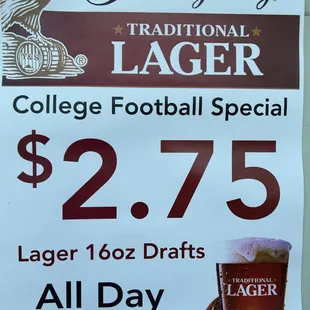 Saturday beer special