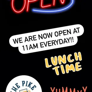 We are open for lunch 7 days a week!!