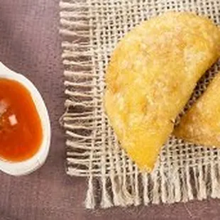 Fataya with homemade Habanero Hot Saucs