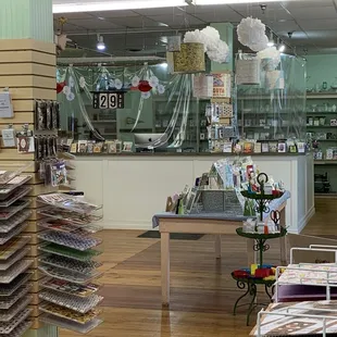 Checkout area with plastic wrapped around for safety