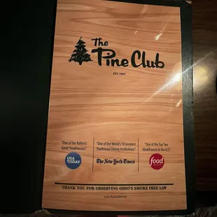 Menu cover