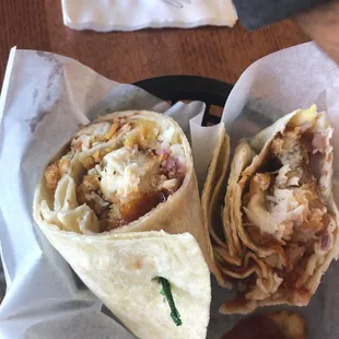 two burritos on a plate