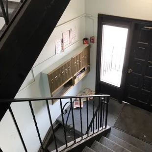 just inside entry- front door doesn't latch