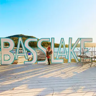 Bass lake our door patio bar. Fun w views