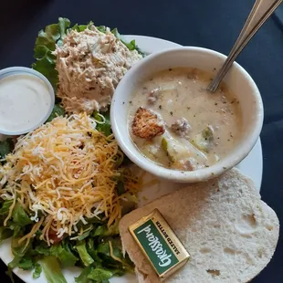 The Trio -Side Salad, Tuna Salad, Cheeseburger Soup