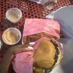 Smash burger and fries