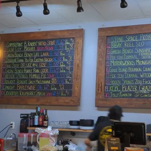 A couple of the lists of beer to choose from. (There&apos;s more!)