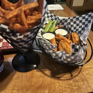 Mild wings and sweet potato fries