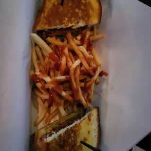 BLT+Avocado and fries.  Excellent late night/early morning meal.