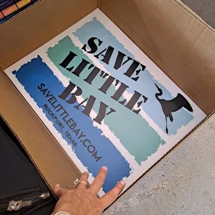 a cardboard box with a sign saying save little ray