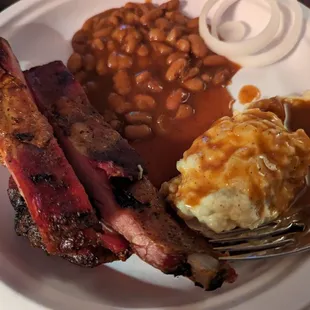 Don&apos;t sleep on their ribs. Potato salad is still best around... And yes, BBQ sauce on top AND in beans. Don&apos;t knock it til you try it