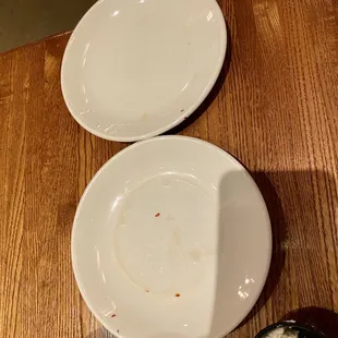 The disgusting, dirty plates we were given in the beginning